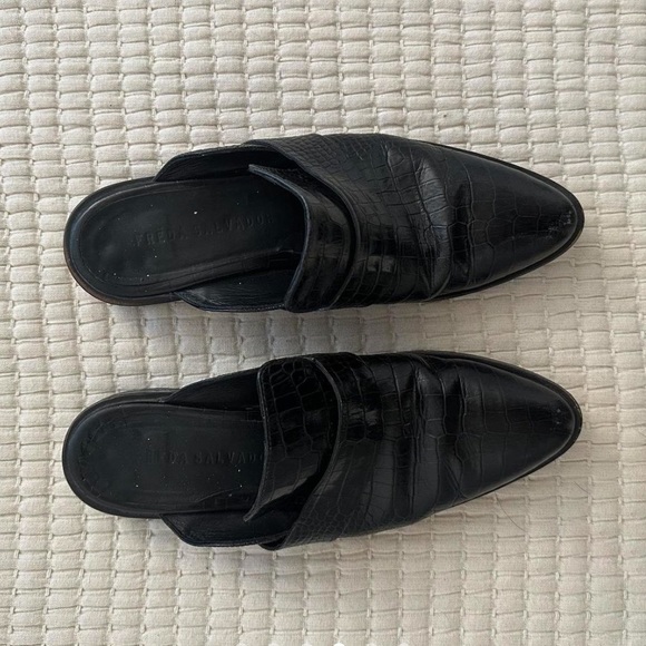 Freda Salvador Keen Mule in Black Embossed Croc - Picture 3 of 5